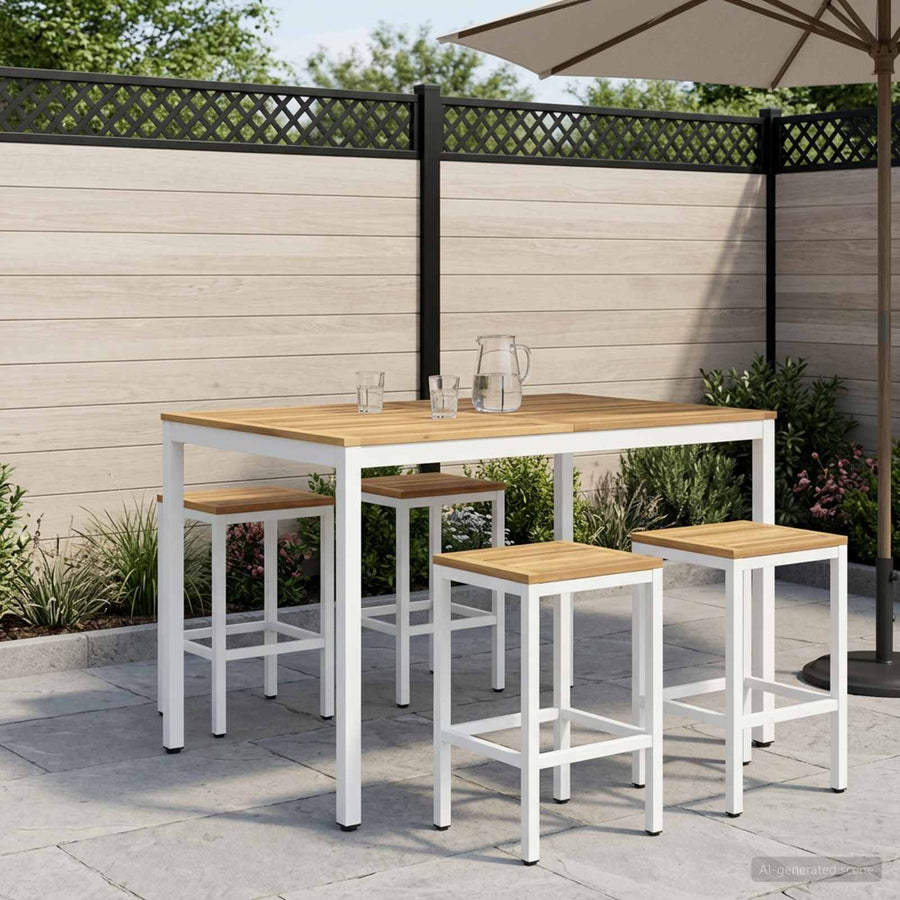 Tuinbar Tafel Wit 110 x 108,5 x 105 cm Massief Acaciahout