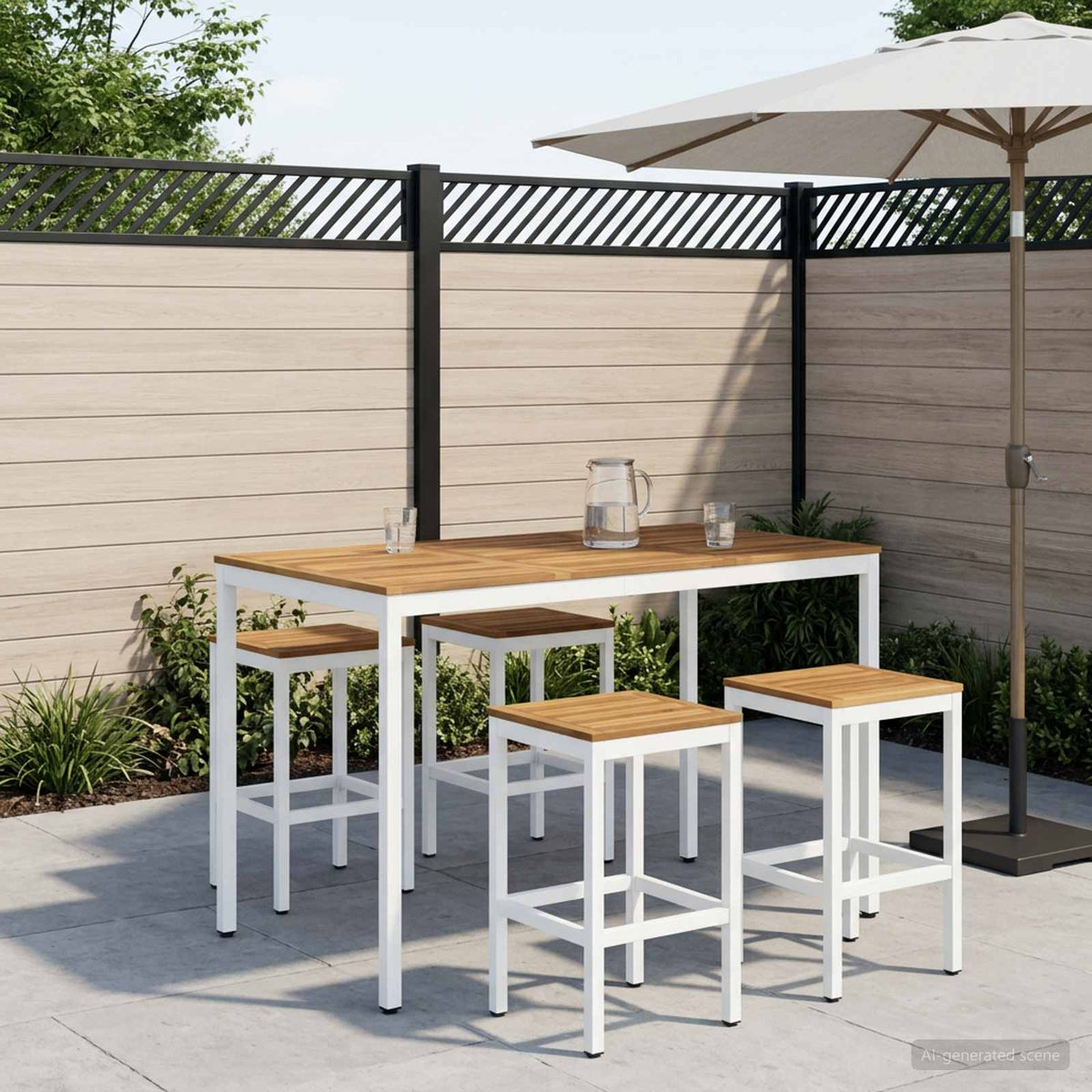 Tuinbar Tafel Wit 141 x 80,5 x 105 cm Massief Acaciahout