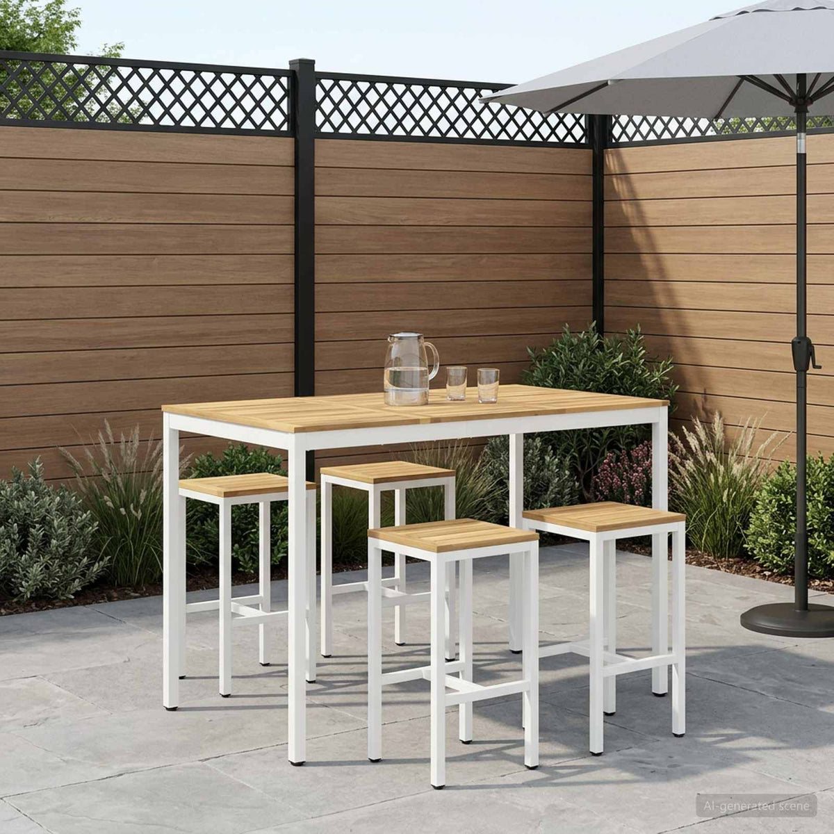Tuinbar Tafel Wit 147 x 88,5 x 105 cm Massief Acaciahout