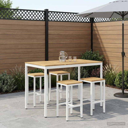Tuinbar Tafel Wit 147 x 88,5 x 105 cm Massief Acaciahout