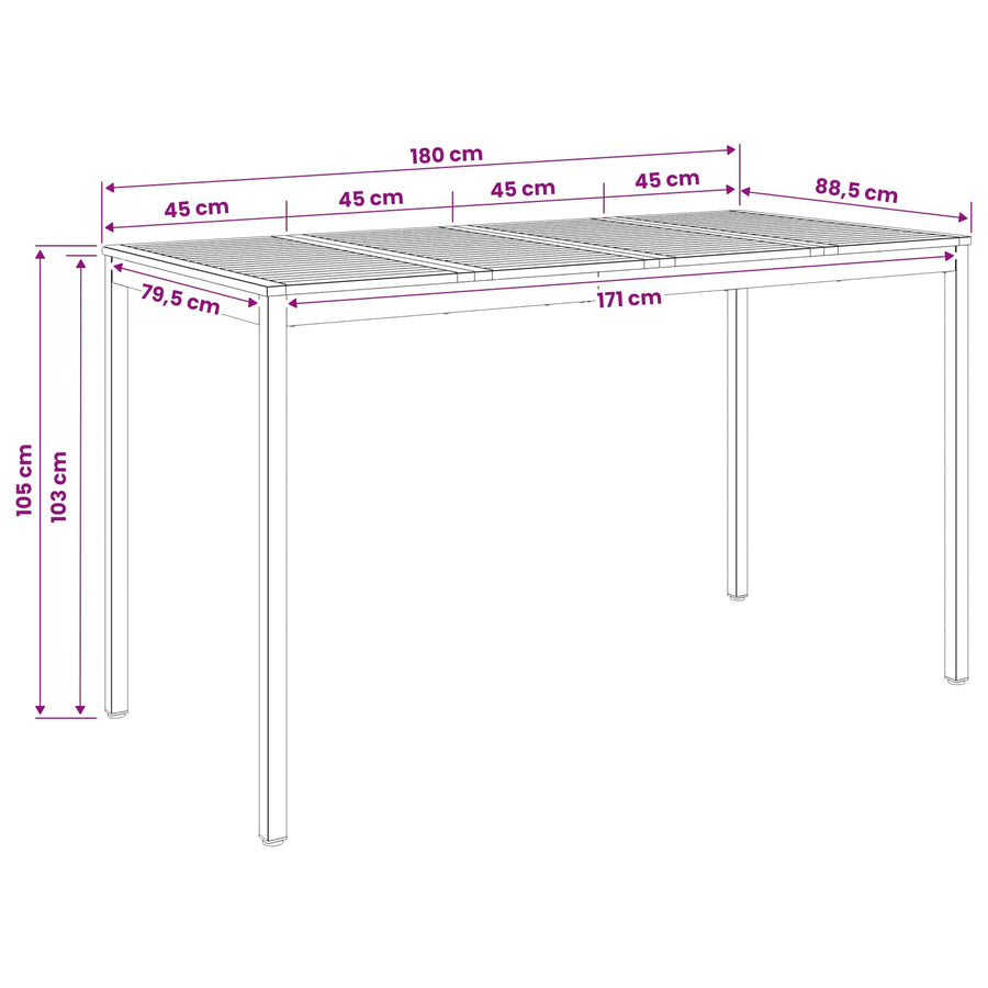 Tuinbar Tafel Wit en zwart 180 x 88,5 x 105 cm
