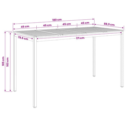 Tuinbar Tafel Wit 180 x 88,5 x 105 cm Massief Acaciahout