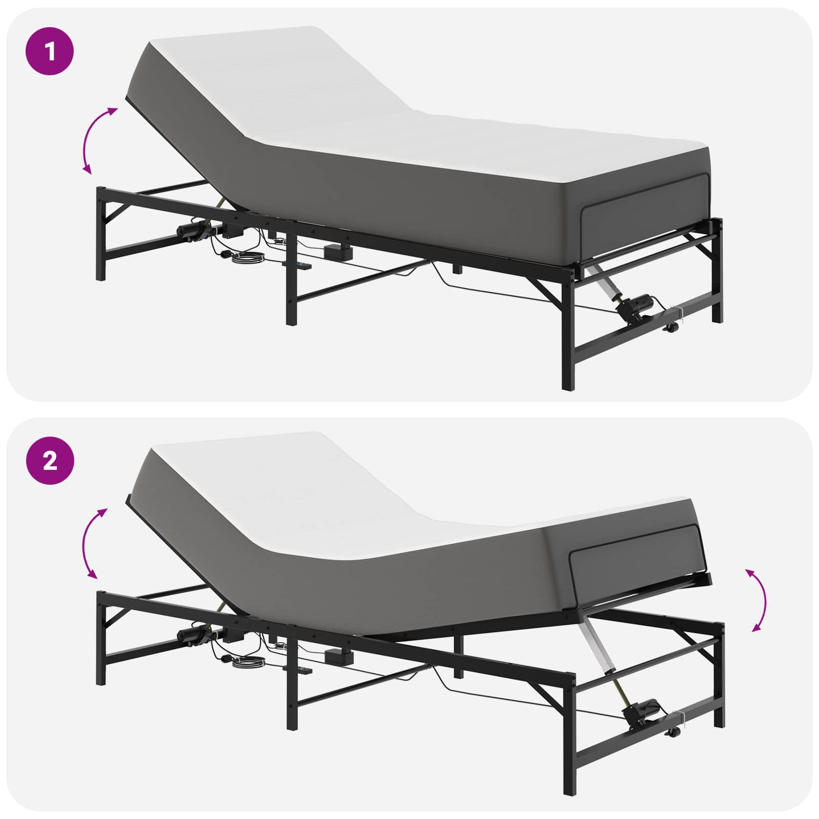 Elektrisch Verstelbaar Bedframe Zwart 75 x 190 cm Staal