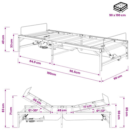 Elektrisch Verstelbaar Bedframe Zwart 90 x 190 cm Staal