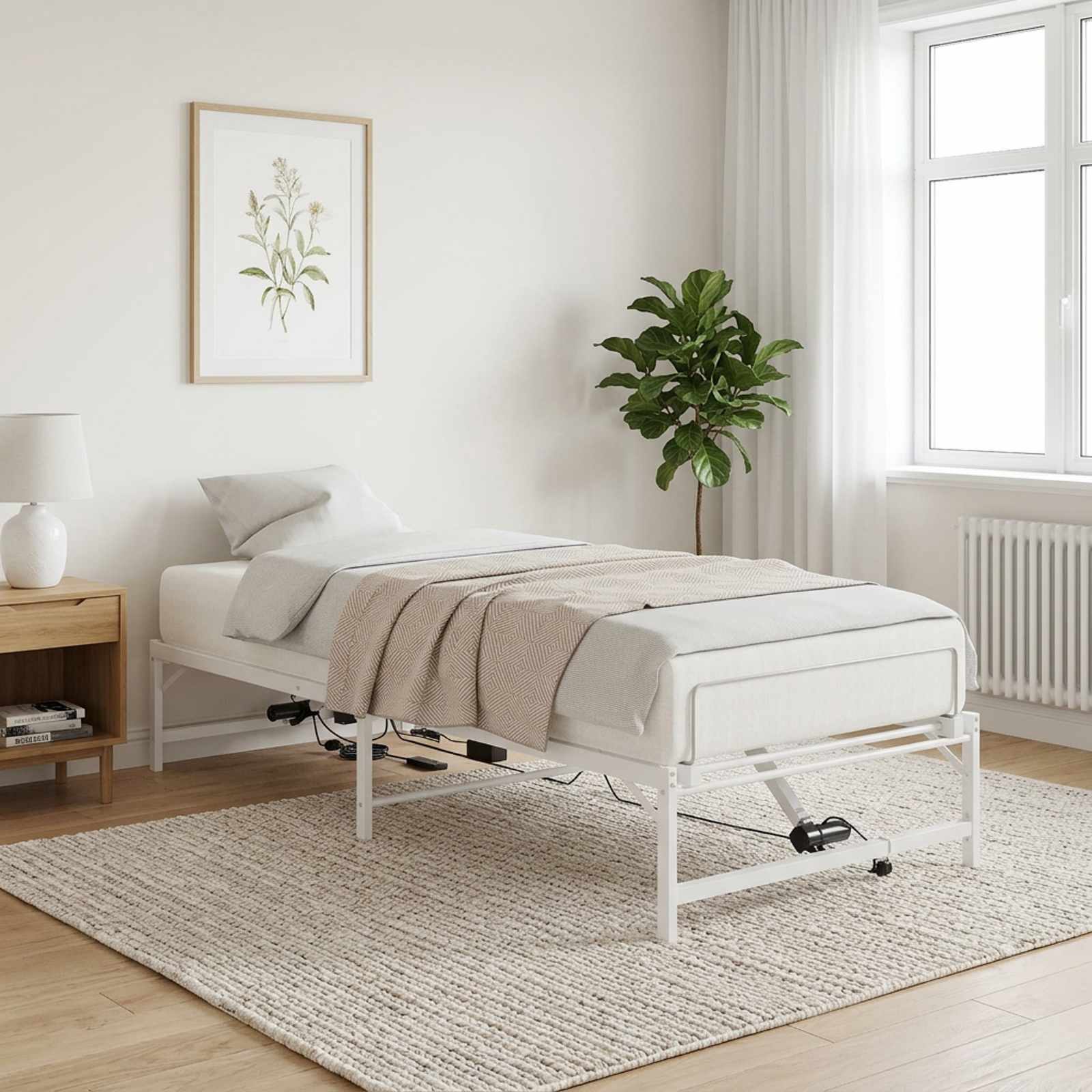 Elektrisch Verstelbaar Bedframe Wit 90 x 200 cm Staal
