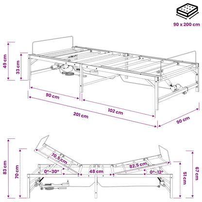 Elektrisch Verstelbaar Bedframe Wit 90 x 200 cm Staal