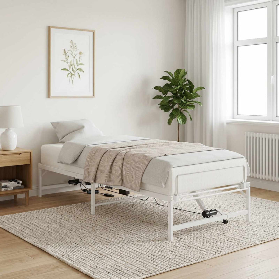 Elektrisch Verstelbaar Bedframe Wit 100 x 190 cm Staal