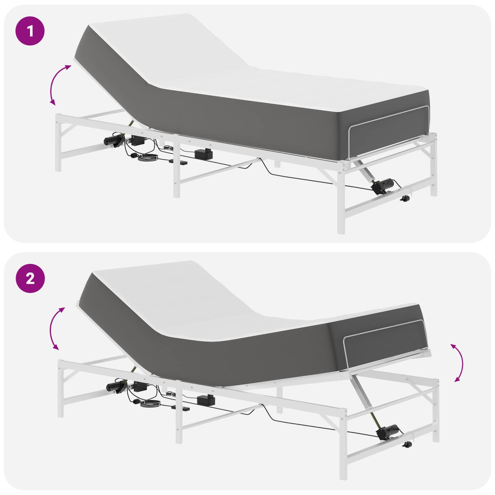 Elektrisch Verstelbaar Bedframe Wit 100 x 200 cm Staal