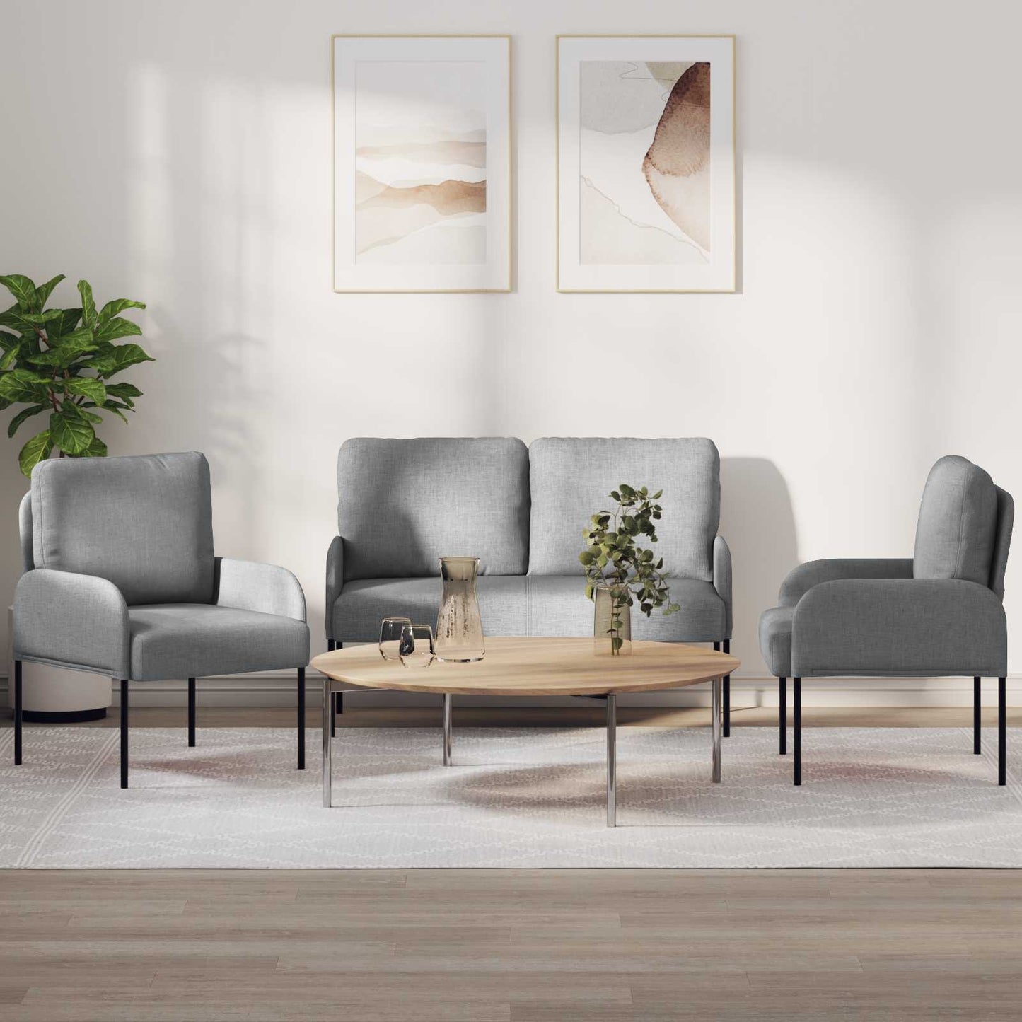 Sofa-Sets 3 pcs Lichtgrijs 115 x 56 x 80 cm Multiplex