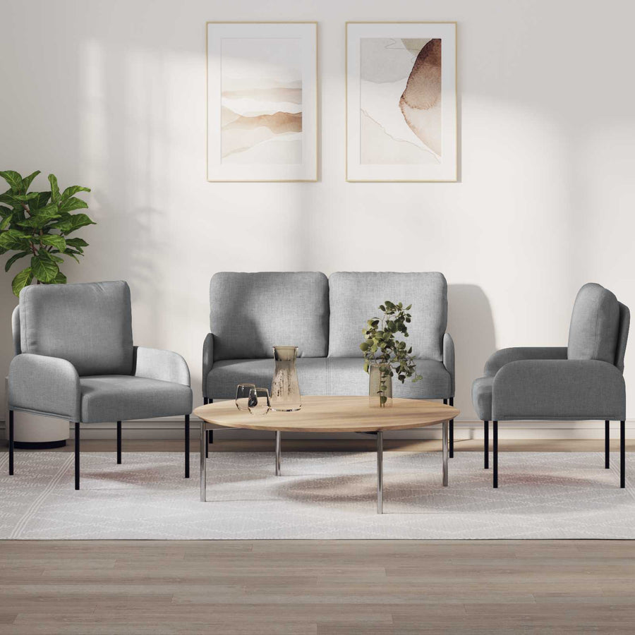 Sofa-Sets 3 pcs Lichtgrijs 115 x 56 x 80 cm Multiplex