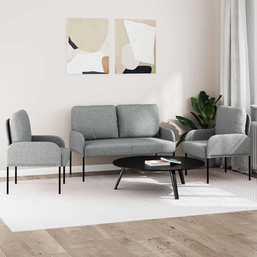 Sofa-Sets 3 pcs Lichtgrijs 115 x 56 x 80 cm Multiplex