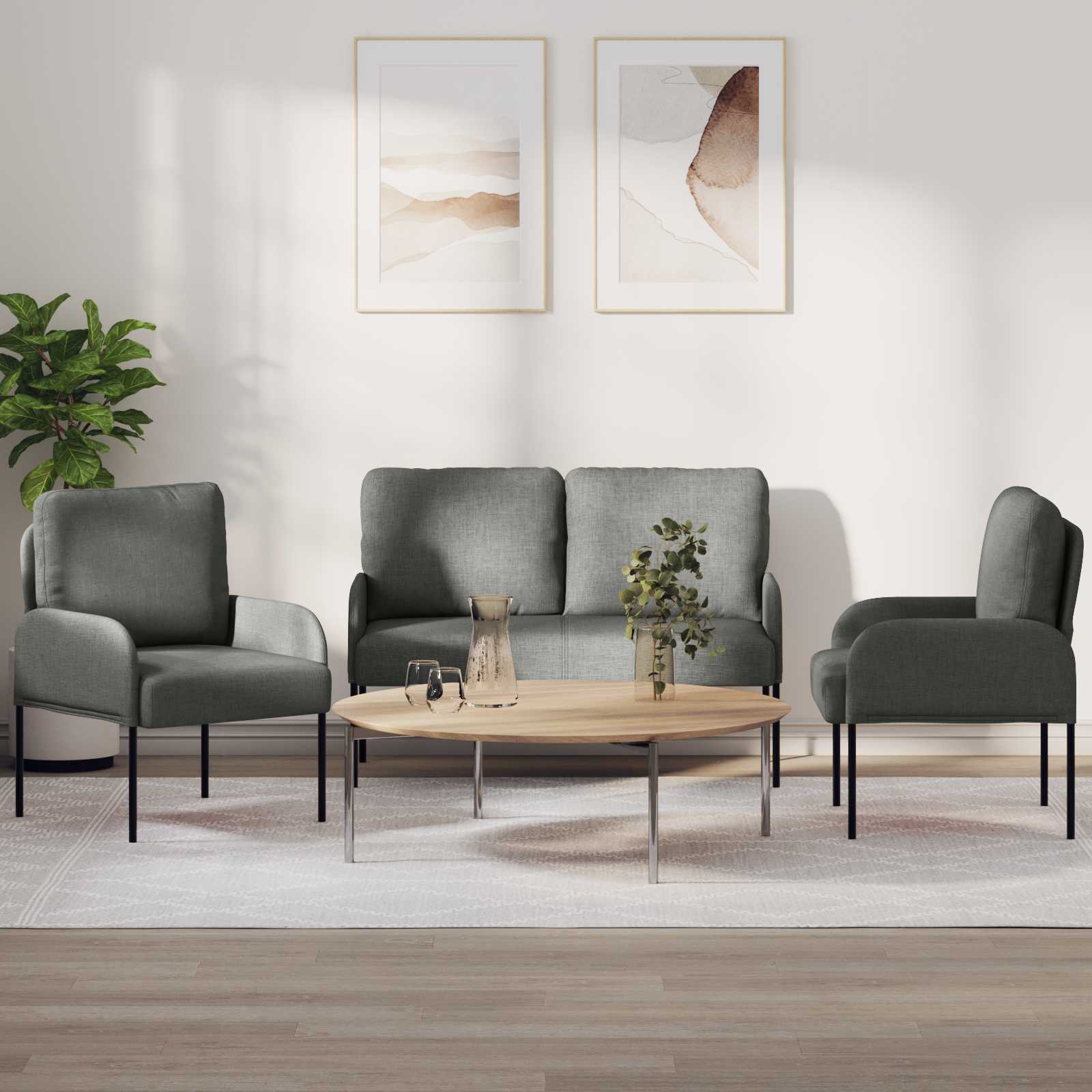 Sofa-Sets 3 pcs Donkergrijs 115 x 56 x 80 cm Multiplex