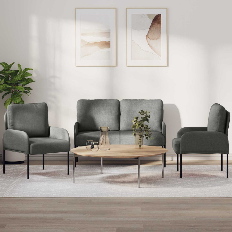 Sofa-Sets 3 pcs Donkergrijs 115 x 56 x 80 cm Multiplex
