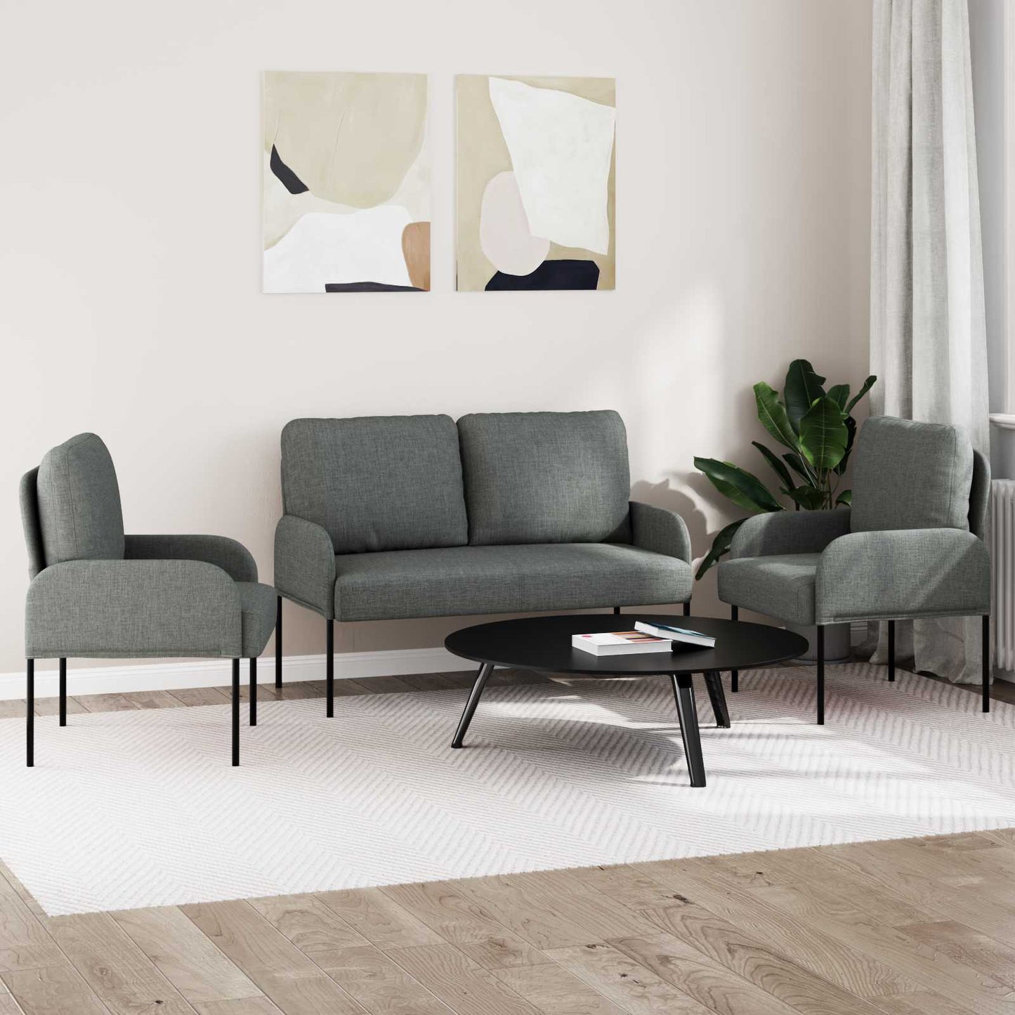 Sofa-Sets 3 pcs Donkergrijs 115 x 56 x 80 cm Multiplex