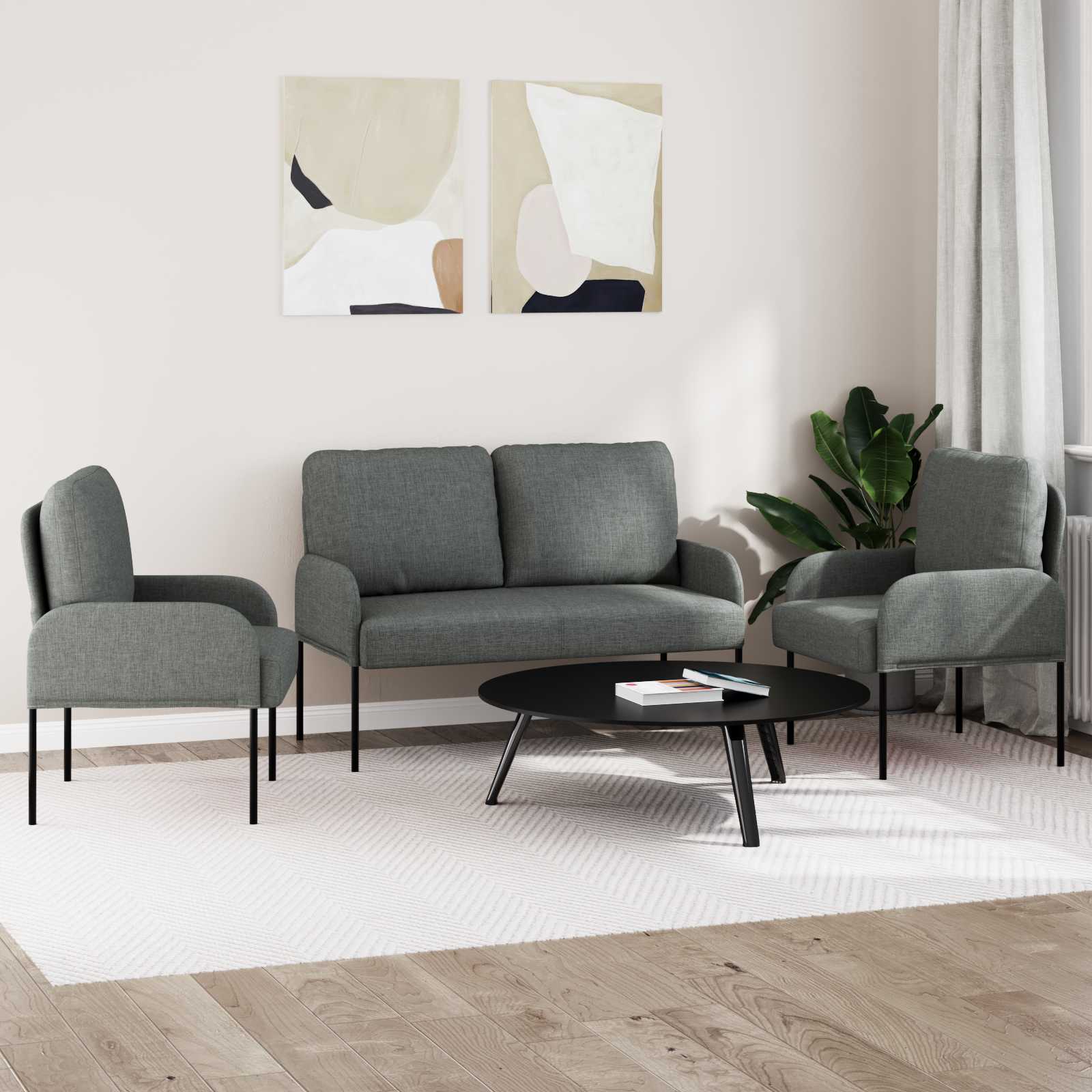Sofa-Sets 3 pcs Donkergrijs 115 x 56 x 80 cm Multiplex