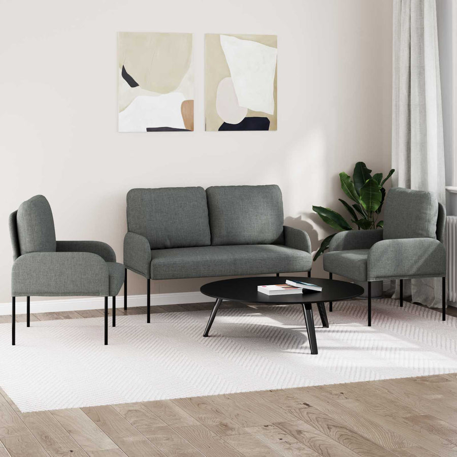 Sofa-Sets 3 pcs Donkergrijs 115 x 56 x 80 cm Multiplex