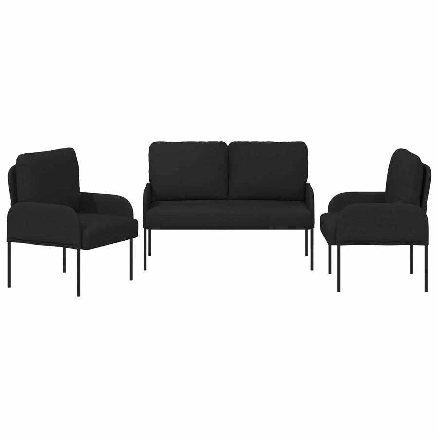 Sofa-Sets met kussen 3 pcs Zwart 115 x 56 x 80 cm Multiplex