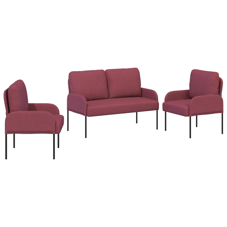 Sofa-Sets met kussen 3 pcs Wijnrood 115 x 56 x 80 cm Multiplex