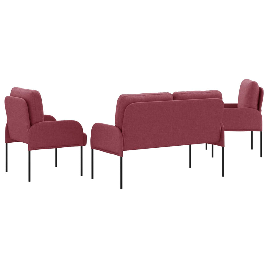 Sofa-Sets met kussen 3 pcs Wijnrood 115 x 56 x 80 cm Multiplex