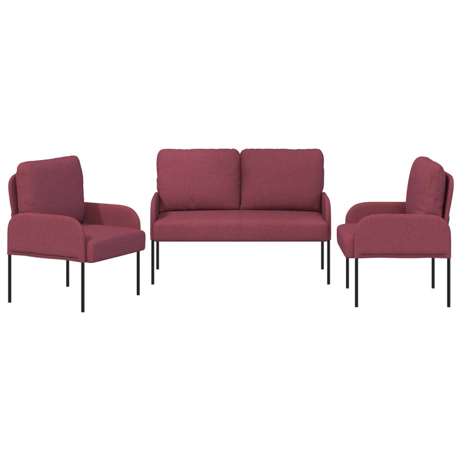 Sofa-Sets met kussen 3 pcs Wijnrood 115 x 56 x 80 cm Multiplex