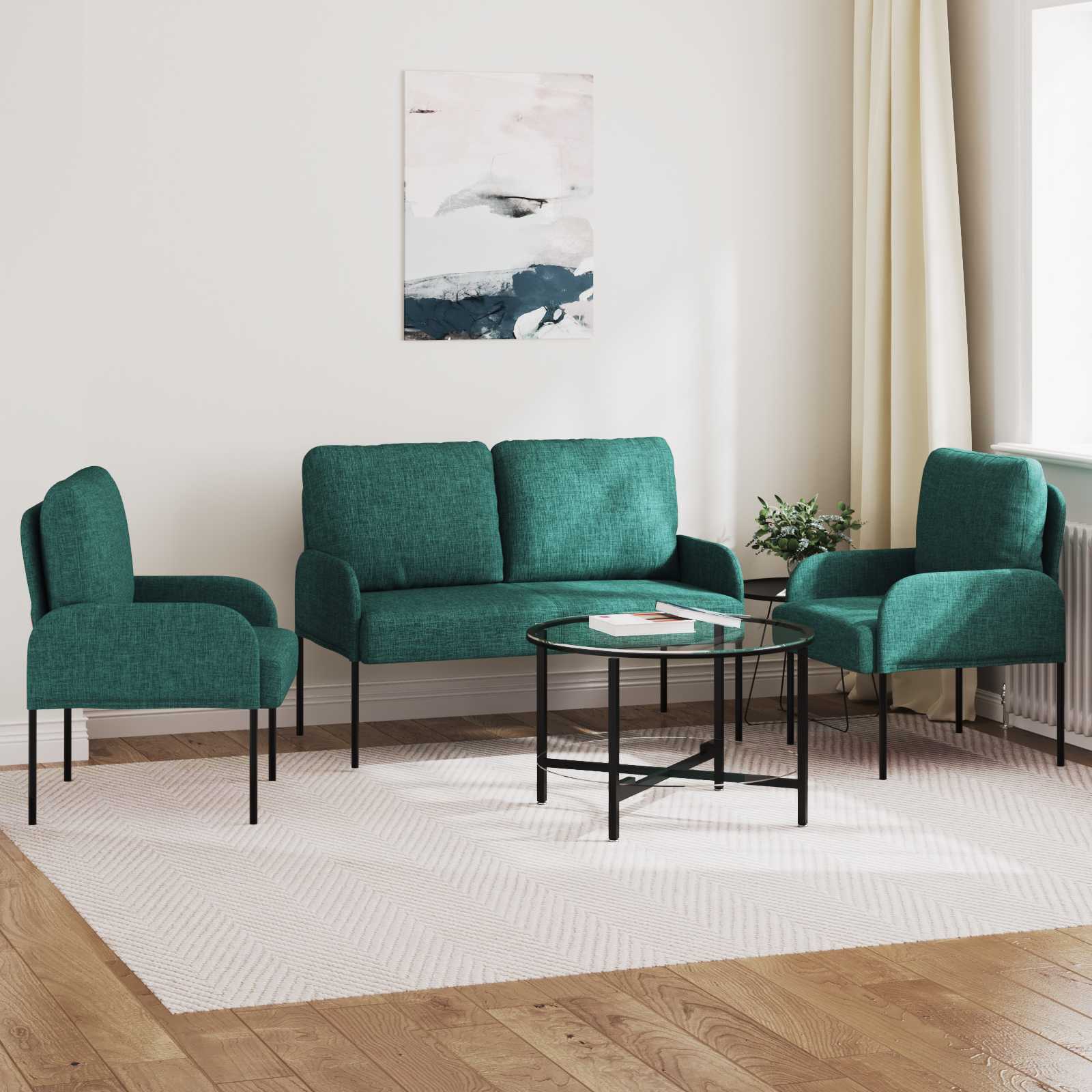 Sofa-Sets 3 pcs Donkergroen 115 x 56 x 80 cm Multiplex