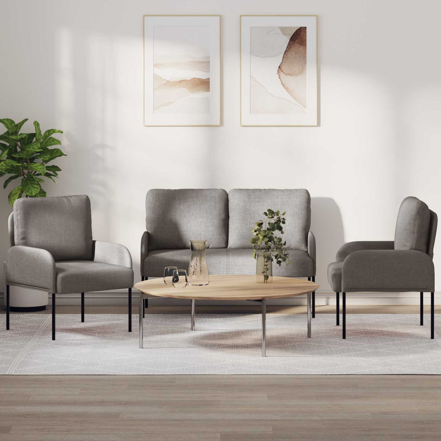 Sofa-Sets met kussen 3 pcs Taupe 115 x 56 x 80 cm Multiplex