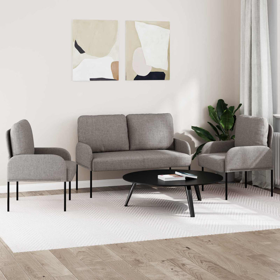 Sofa-Sets met kussen 3 pcs Taupe 115 x 56 x 80 cm Multiplex