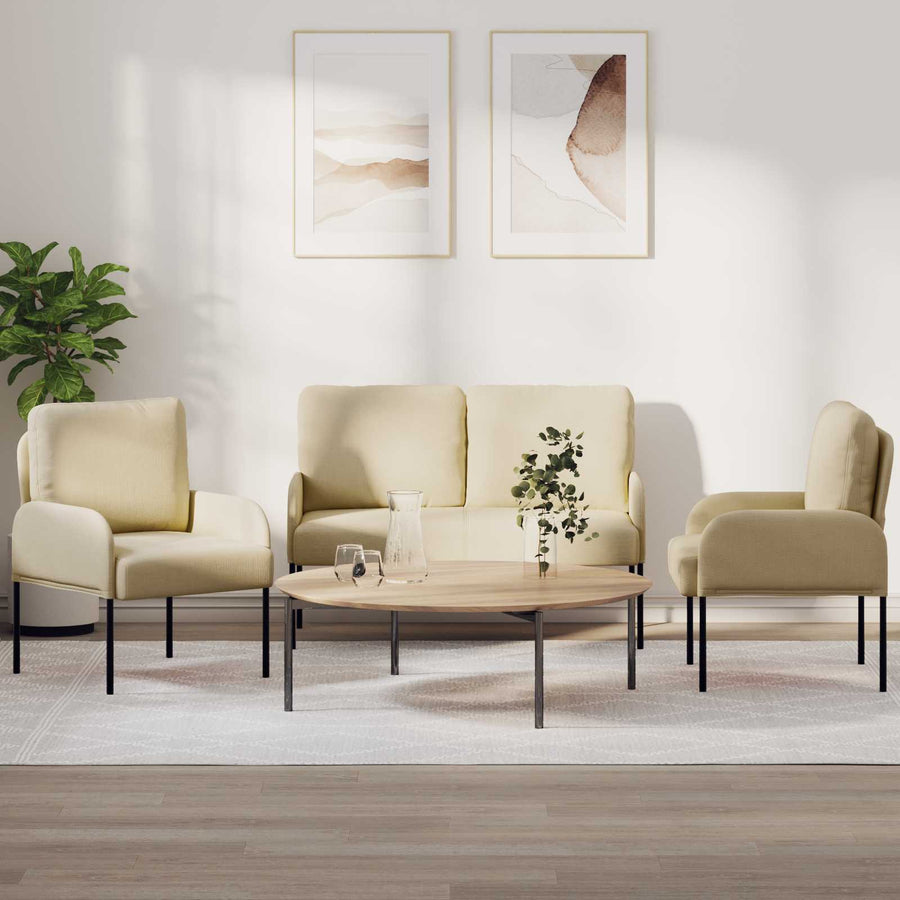 Sofa-Sets met kussen 3 pcs Crème 115 x 56 x 80 cm Multiplex