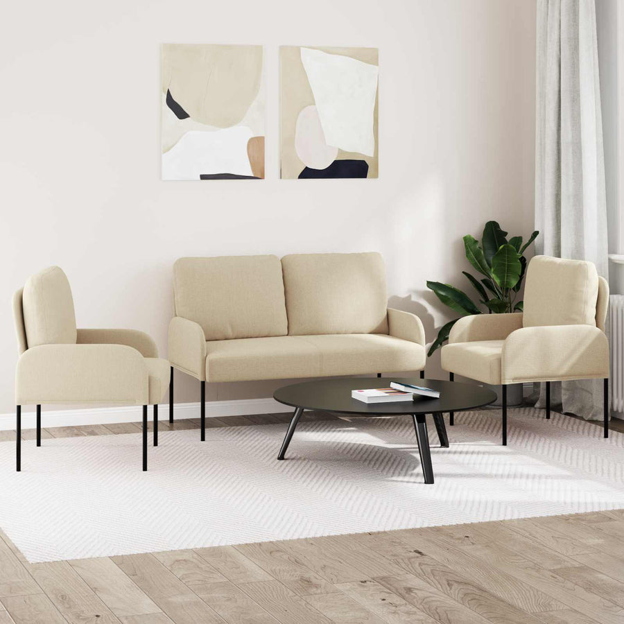 Sofa-Sets met kussen 3 pcs Crème 115 x 56 x 80 cm Multiplex