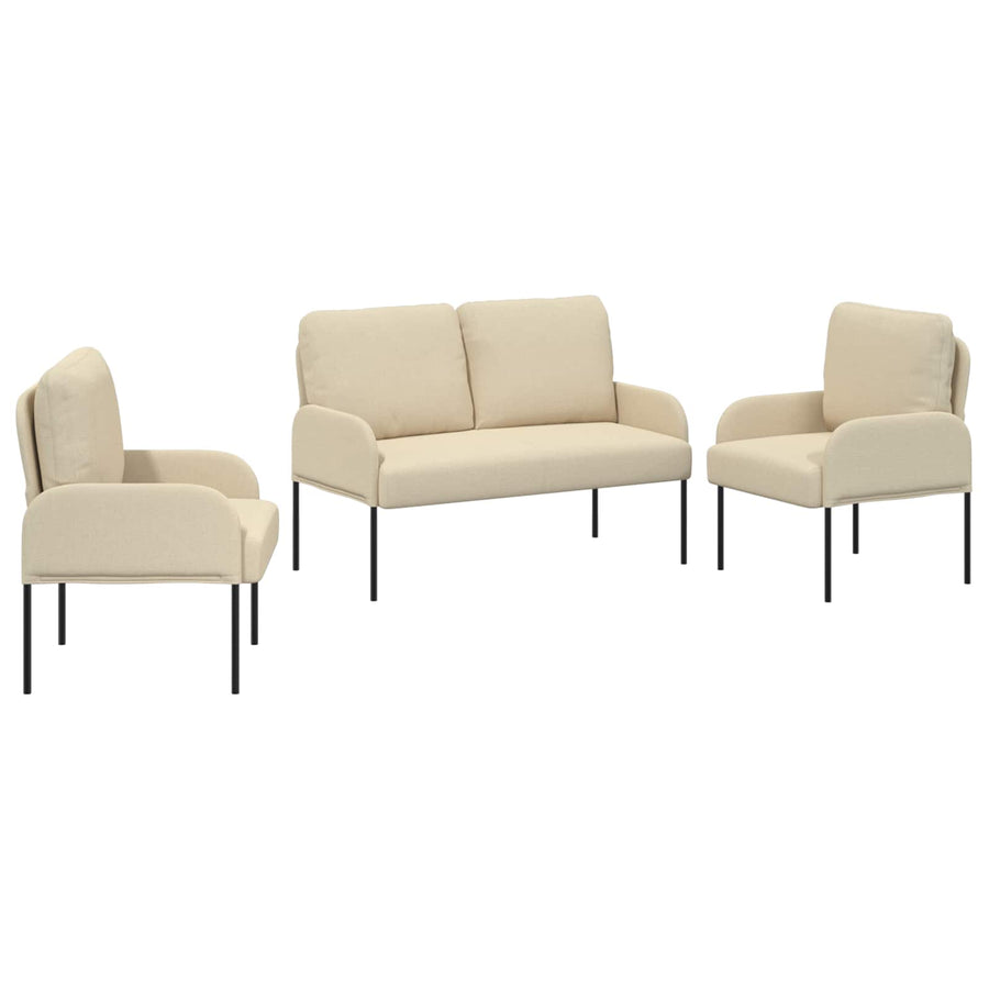 Sofa-Sets met kussen 3 pcs Crème 115 x 56 x 80 cm Multiplex