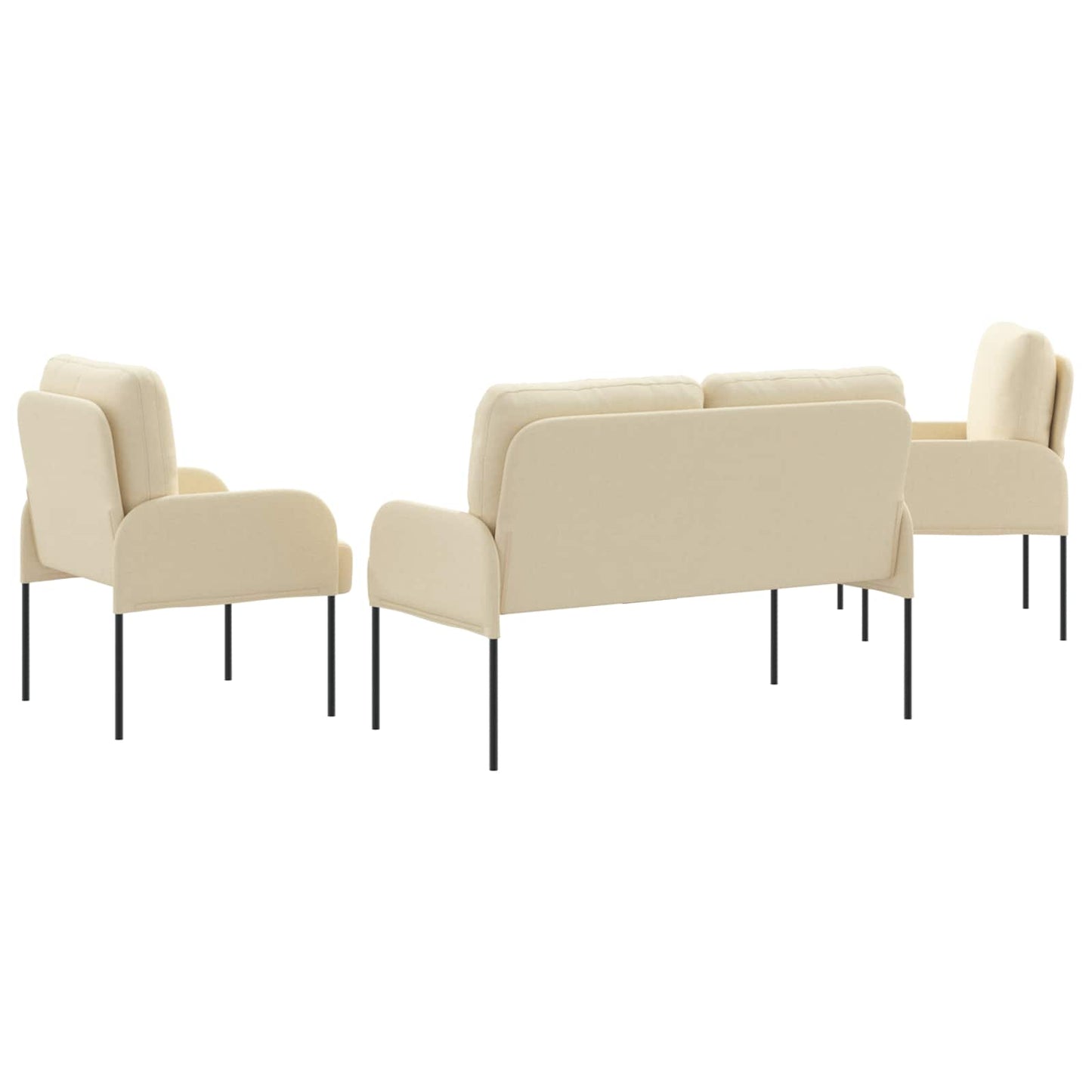 Sofa-Sets met kussen 3 pcs Crème 115 x 56 x 80 cm Multiplex
