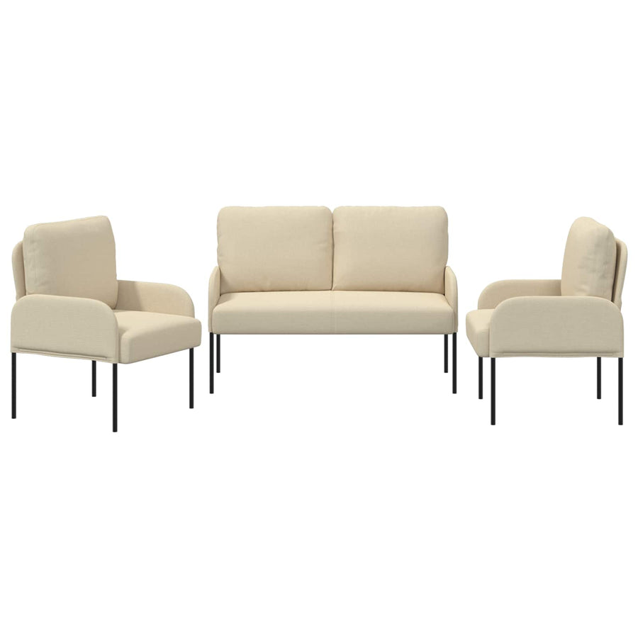 Sofa-Sets met kussen 3 pcs Crème 115 x 56 x 80 cm Multiplex