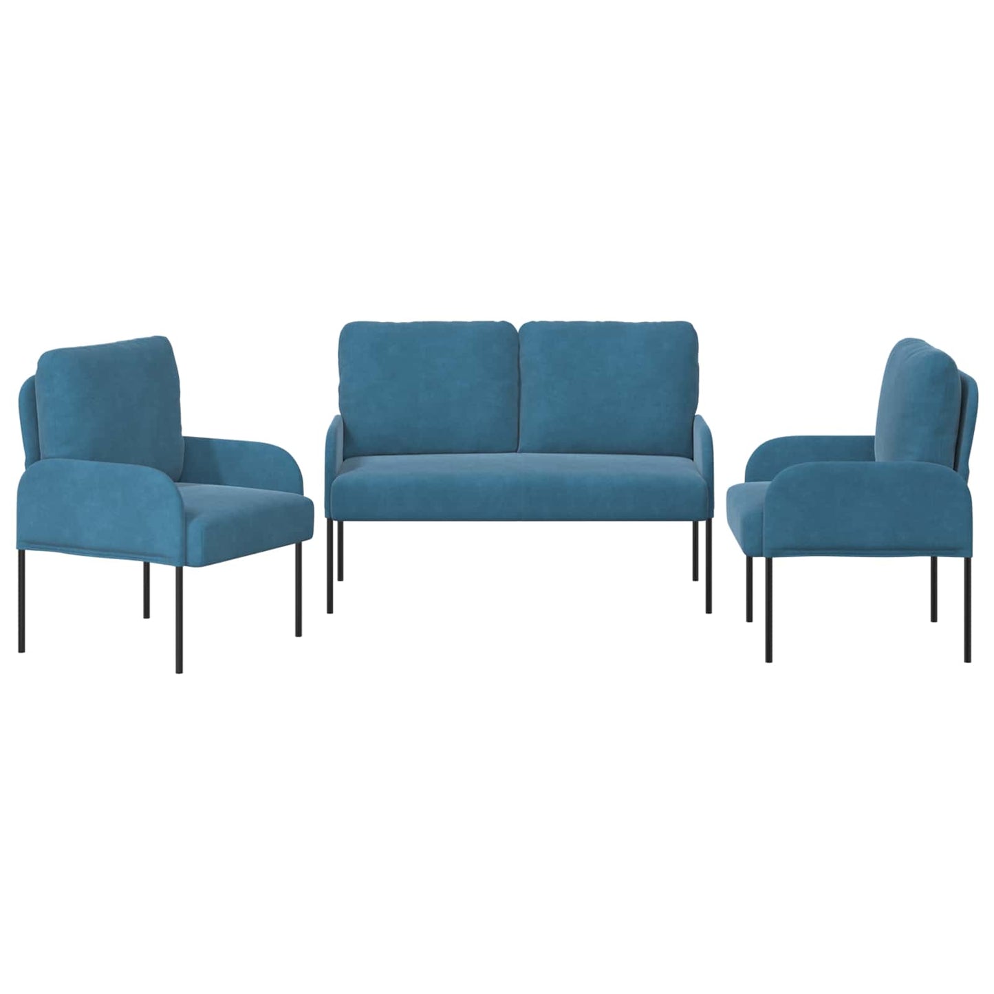 Sofa-Sets met kussen 3 pcs Blauw 115 x 56 x 80 cm Multiplex