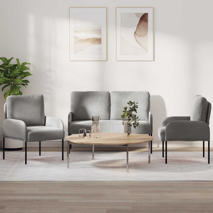 Sofa-Sets 3 pcs Lichtgrijs 115 x 56 x 80 cm Multiplex