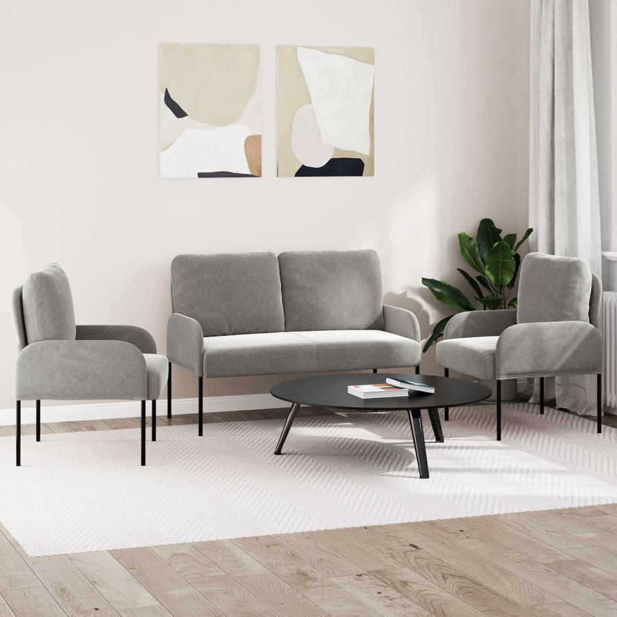 Sofa-Sets 3 pcs Lichtgrijs 115 x 56 x 80 cm Multiplex
