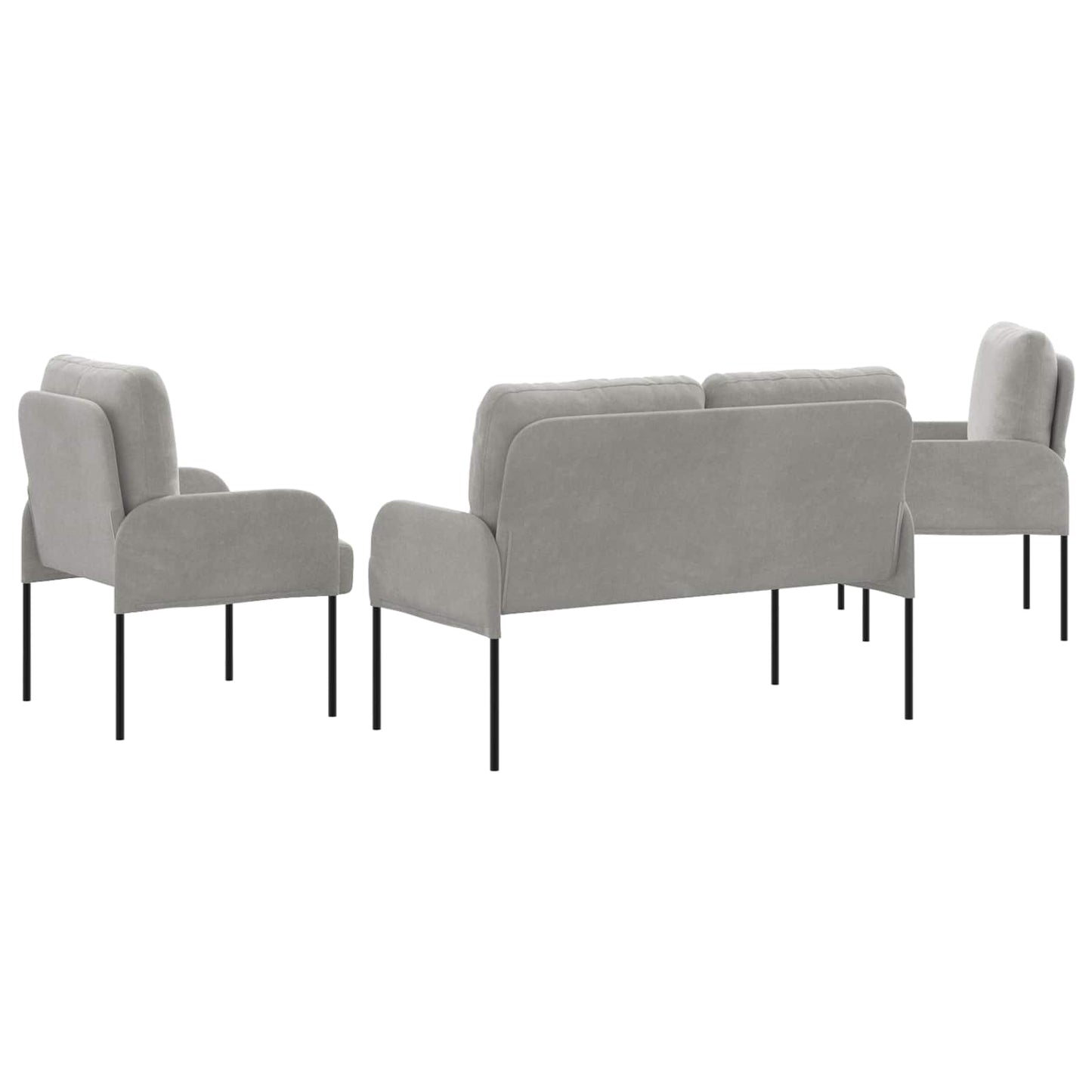Sofa-Sets 3 pcs Lichtgrijs 115 x 56 x 80 cm Multiplex