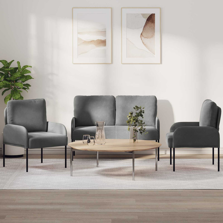 Sofa-Sets 3 pcs Donkergrijs 115 x 56 x 80 cm Multiplex