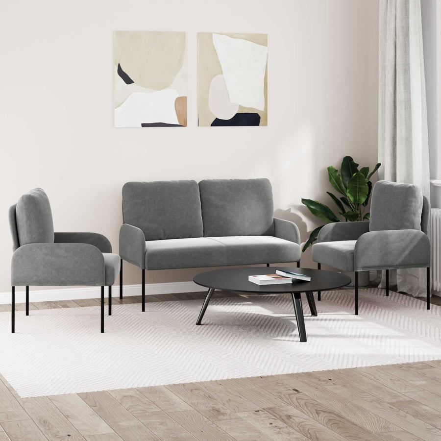 Sofa-Sets 3 pcs Donkergrijs 115 x 56 x 80 cm Multiplex