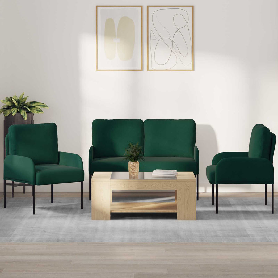 Sofa-Sets 3 pcs Donkergroen 115 x 56 x 80 cm Multiplex