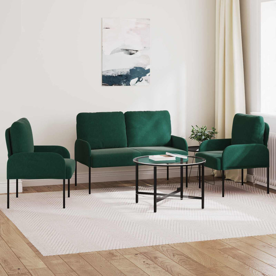 Sofa-Sets 3 pcs Donkergroen 115 x 56 x 80 cm Multiplex
