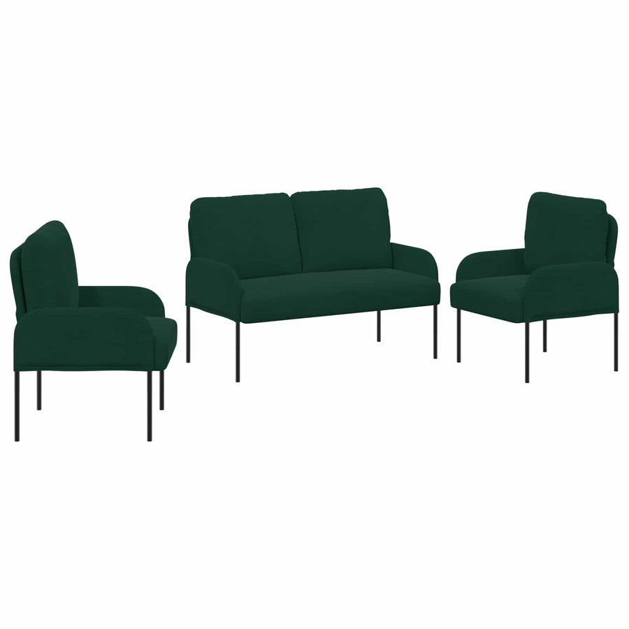 Sofa-Sets 3 pcs Donkergroen 115 x 56 x 80 cm Multiplex