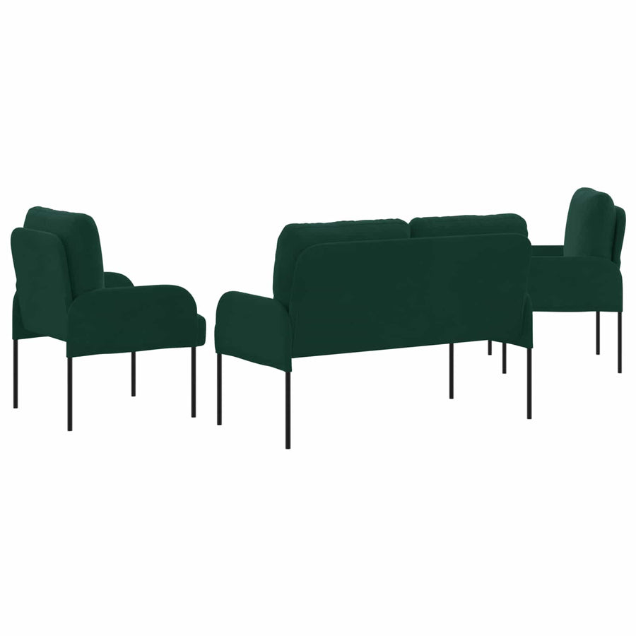 Sofa-Sets 3 pcs Donkergroen 115 x 56 x 80 cm Multiplex
