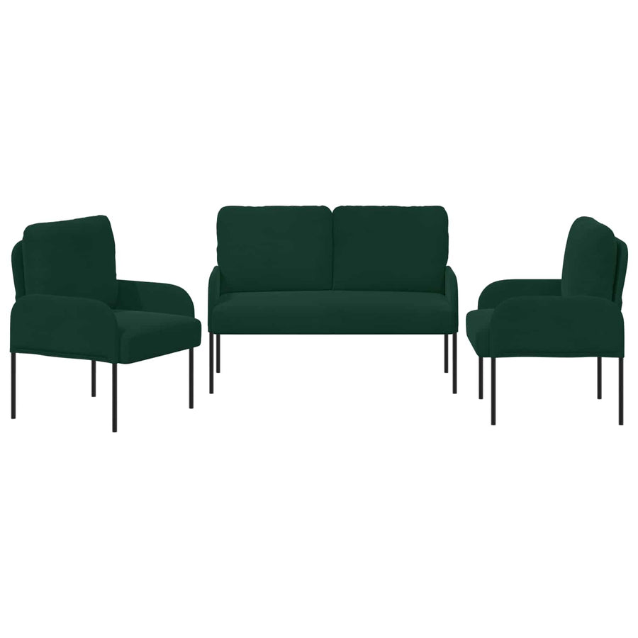 Sofa-Sets 3 pcs Donkergroen 115 x 56 x 80 cm Multiplex