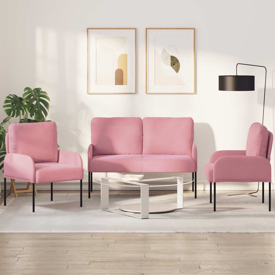 Sofa-Sets met kussen 3 pcs Roze 115 x 56 x 80 cm Multiplex
