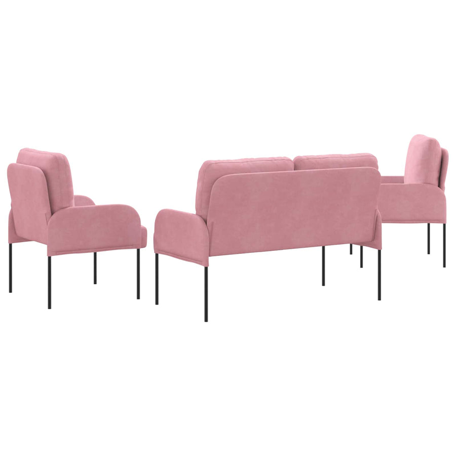 Sofa-Sets met kussen 3 pcs Roze 115 x 56 x 80 cm Multiplex
