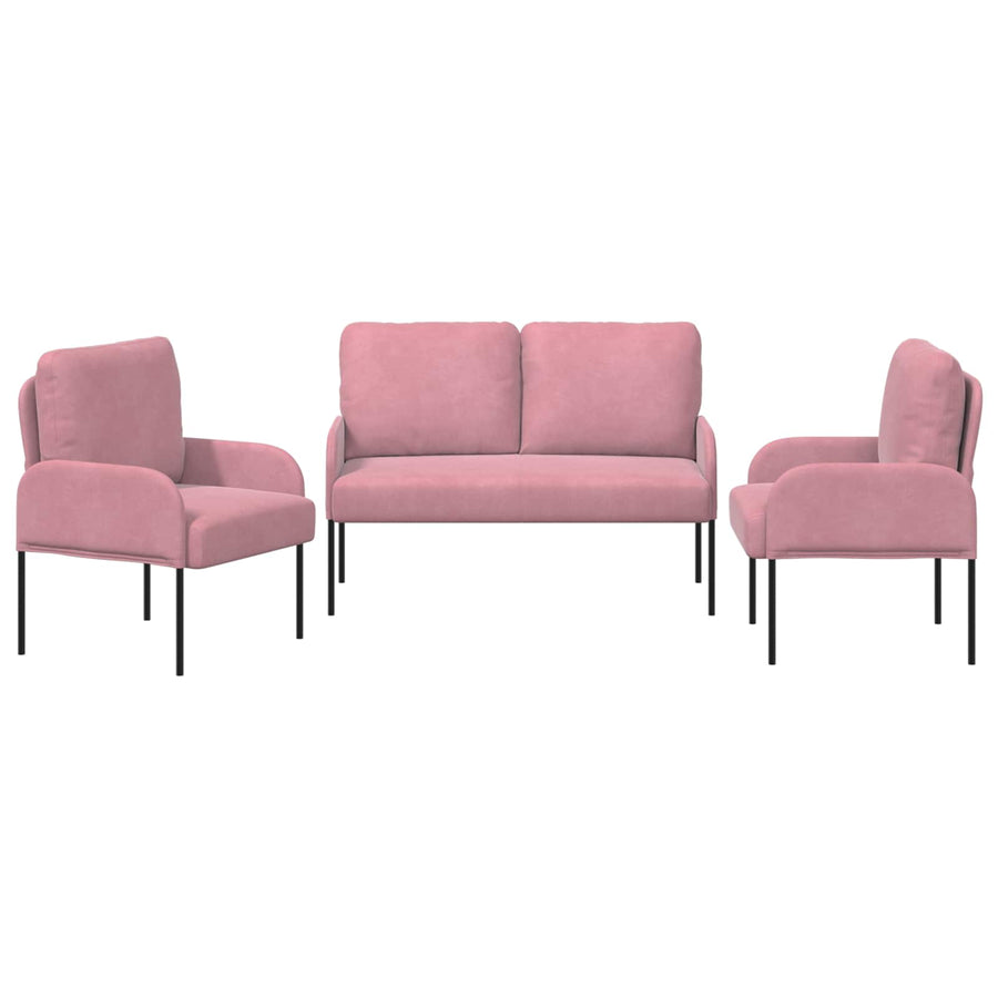 Sofa-Sets met kussen 3 pcs Roze 115 x 56 x 80 cm Multiplex
