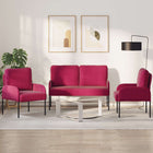 Bankenset 3-delig wijnrood 115x56x80 cm multiplex