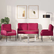 Bankenset 3-delig wijnrood 115x56x80 cm multiplex