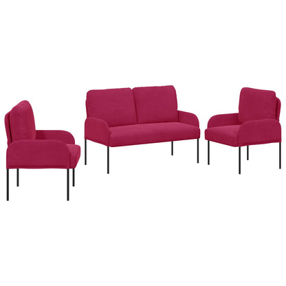 Sofa-Sets met kussen 3 pcs Wijnrood 115 x 56 x 80 cm Multiplex