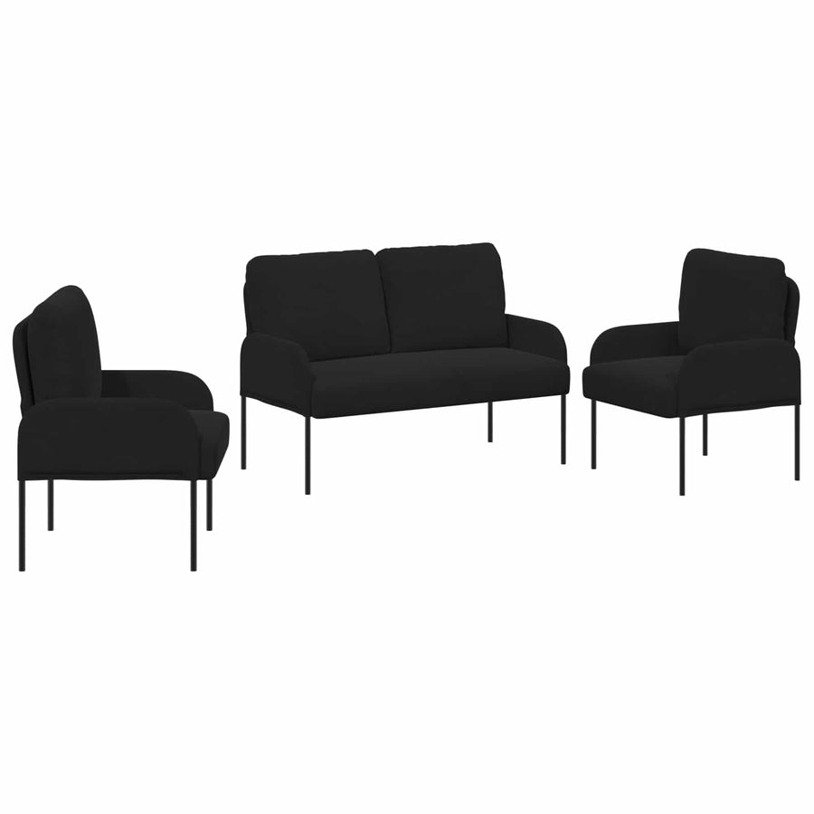 Sofa-Sets met kussen 3 pcs Zwart 115 x 56 x 80 cm Multiplex